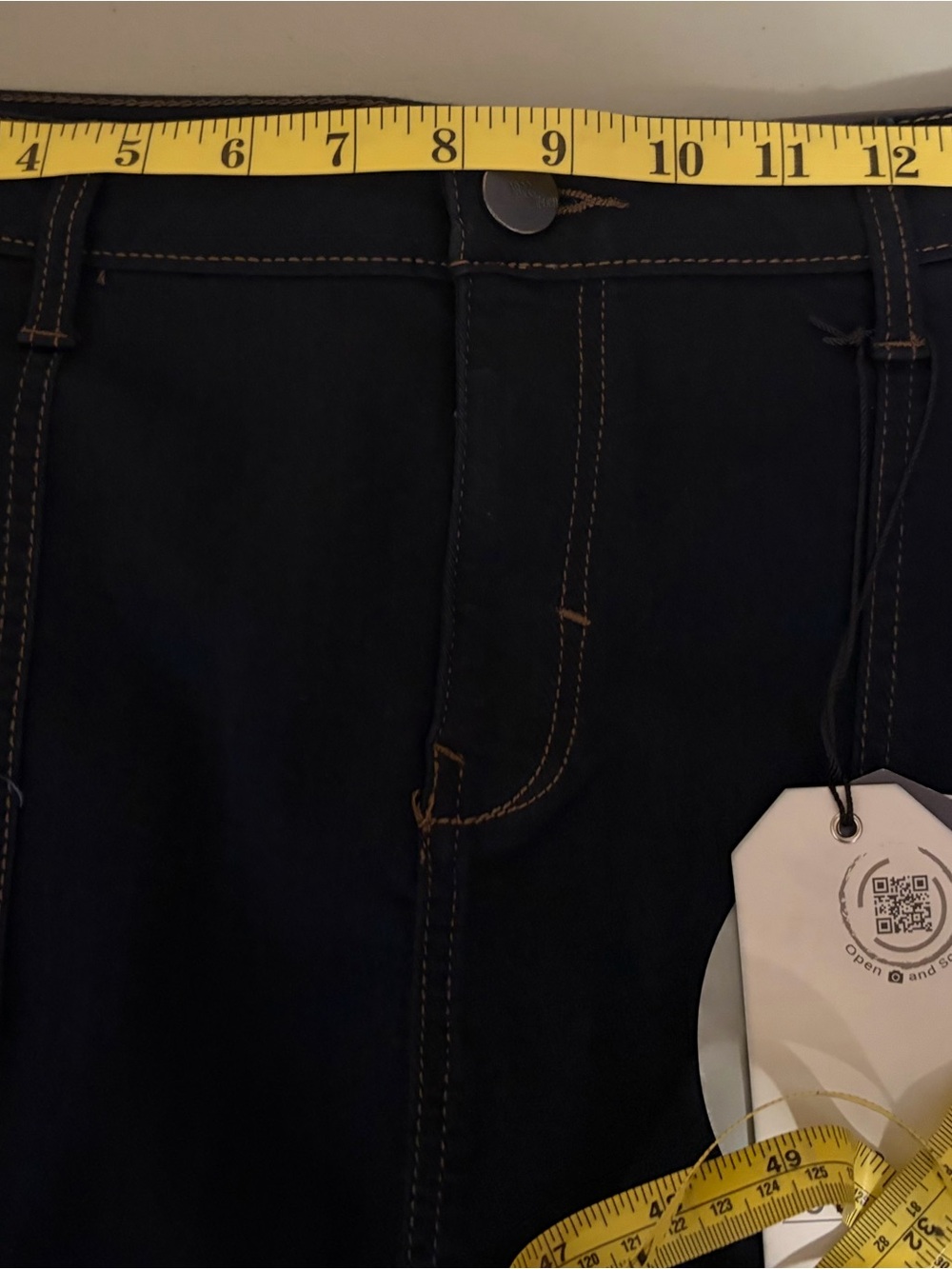 1822 Denim Women’s Satin Denim Dark Navy Jeans Skirt - Picture 7 of 8